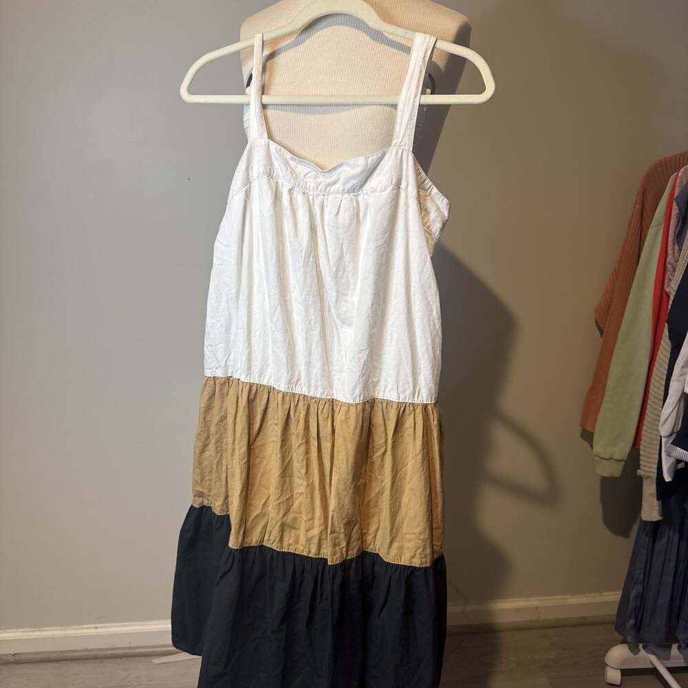 Anthropologie Maeve Ashleigh Colorblocked‎ Tiered Midi Dress